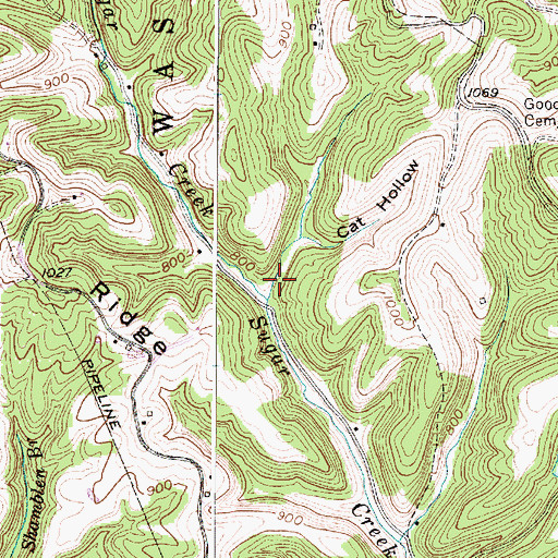 Topographic Map of Cat Hollow, WV