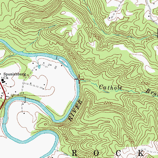 Topographic Map of Cathole Branch, WV