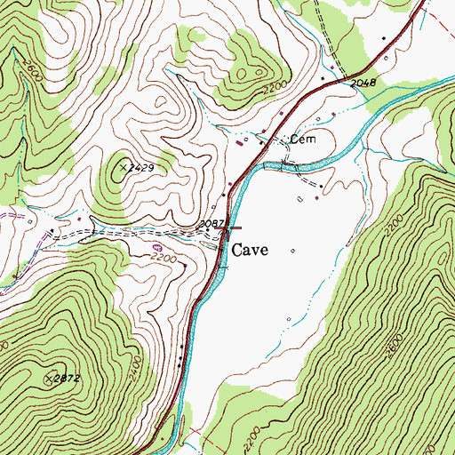 Topographic Map of Cave, WV