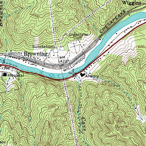 Topographic Map of Cave Branch, WV