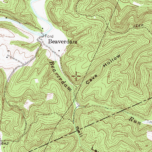 Topographic Map of Cave Hollow, WV