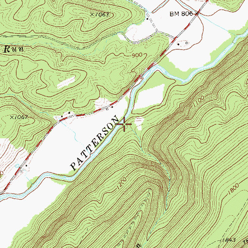 Topographic Map of Cave Run, WV