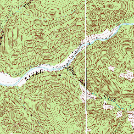 Topographic Map of Cave Run, WV