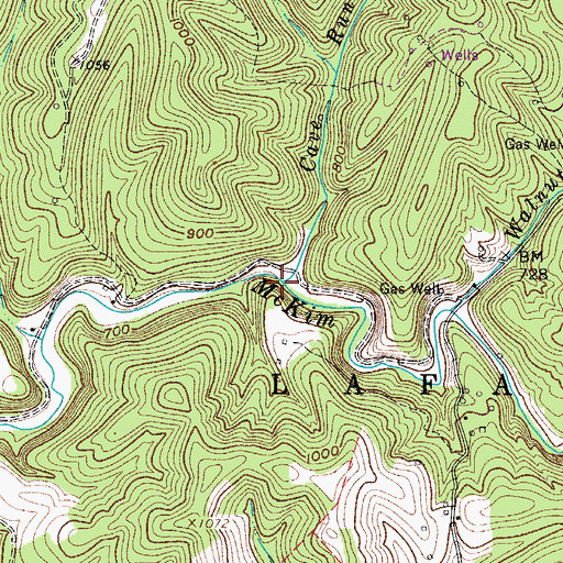 Topographic Map of Cave Run, WV