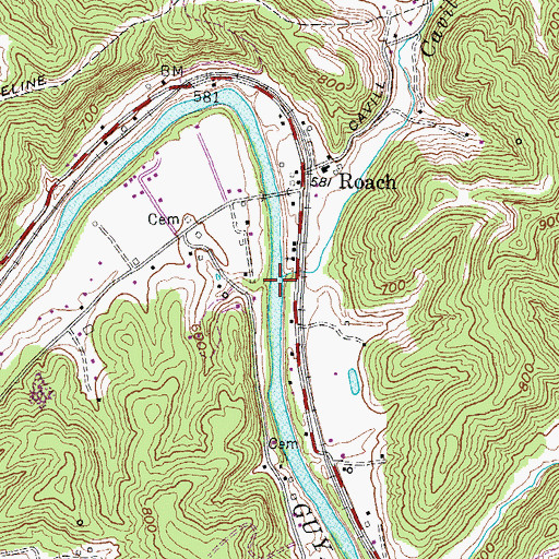 Topographic Map of Cavill Creek, WV