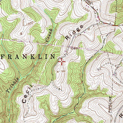 Topographic Map of Cecil Ridge, WV