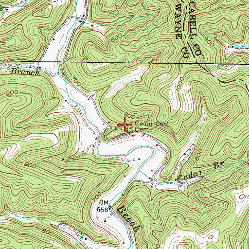 Topographic Map of Cedar Cliff Cemetery, WV