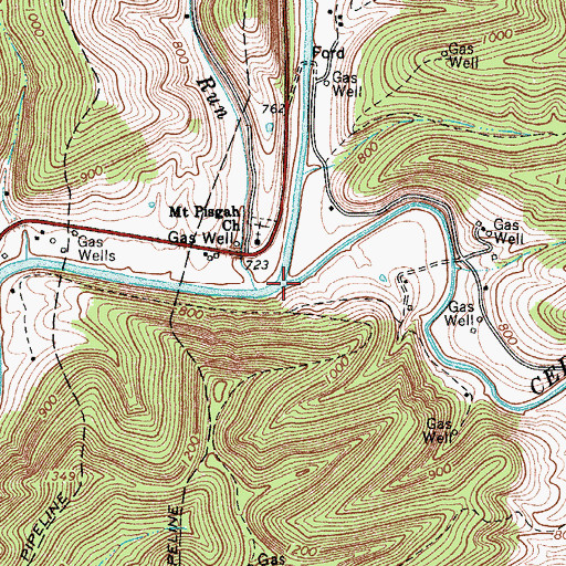 Topographic Map of Cedar Creek, WV