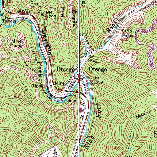 Topographic Map of Cedar Creek, WV