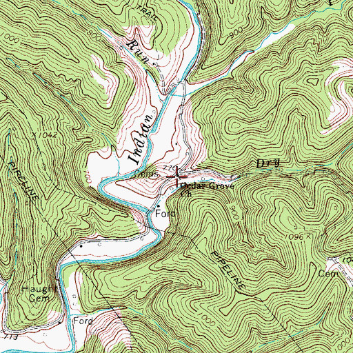 Topographic Map of Cedar Grove Church, WV