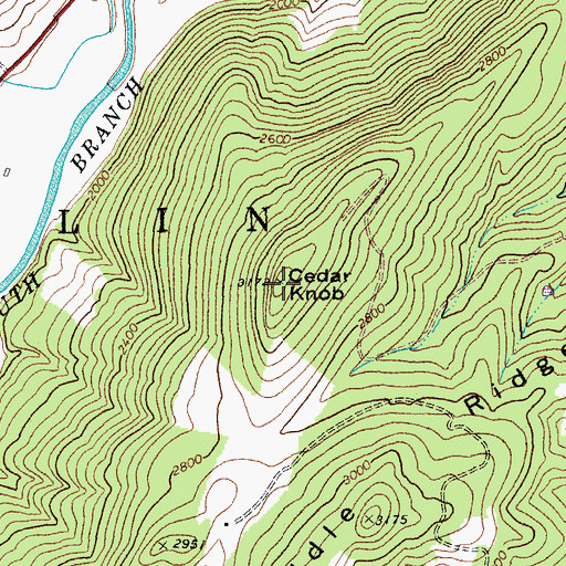 Topographic Map of Cedar Knob, WV