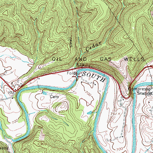 Topographic Map of Cedar Run, WV