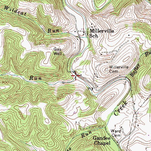 Topographic Map of Cedarpoint Run, WV