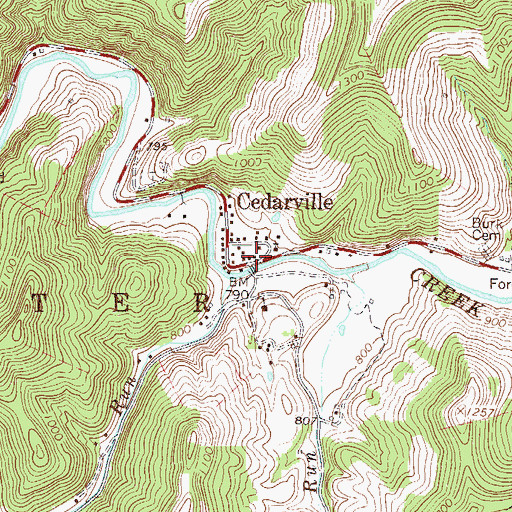 Topographic Map of Cedarville, WV
