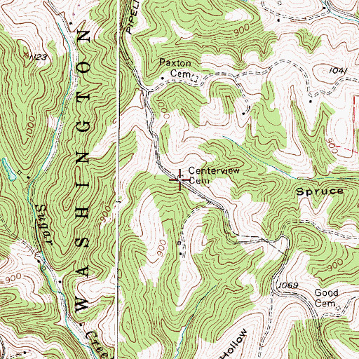 Topographic Map of Centerview Cemetery, WV