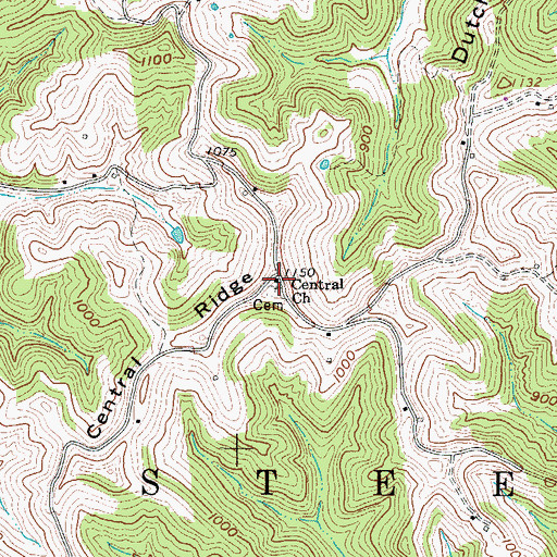 Topographic Map of Central Church of Christ, WV