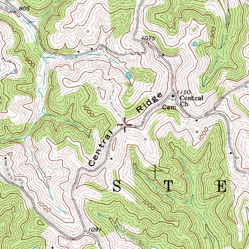 Topographic Map of Central Ridge, WV