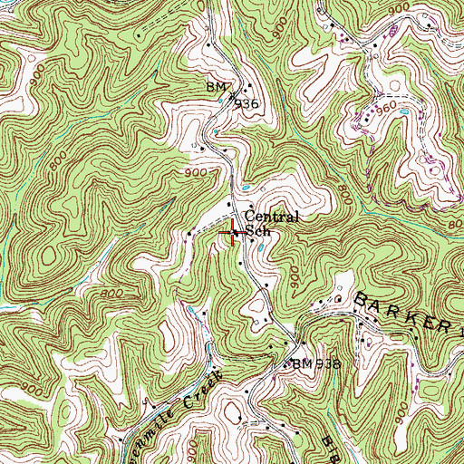 Topographic Map of Central School (historical), WV