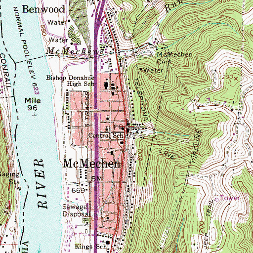 Topographic Map of Central School (historical), WV