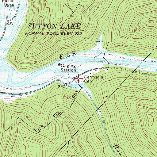 Topographic Map of Centralia Cemetery, WV
