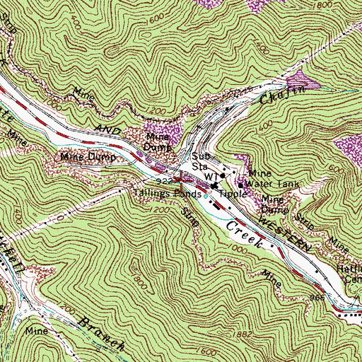 Topographic Map of Chafin Branch, WV