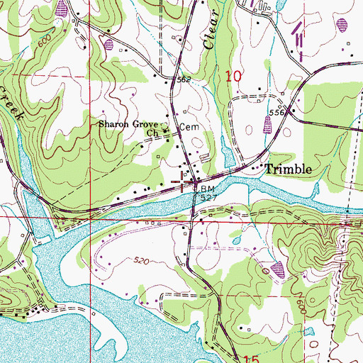 Topographic Map of Trimble, AL