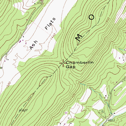 Topographic Map of Chamberlin Gap, WV