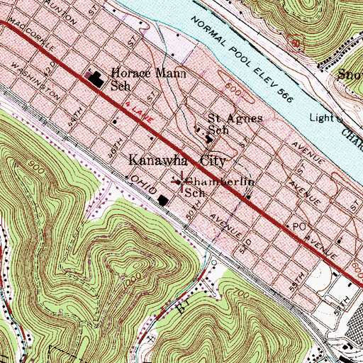 Topographic Map of Chamberlain Elementary School, WV