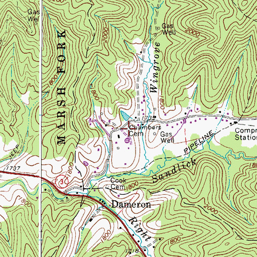 Topographic Map of Chambers Cemetery, WV