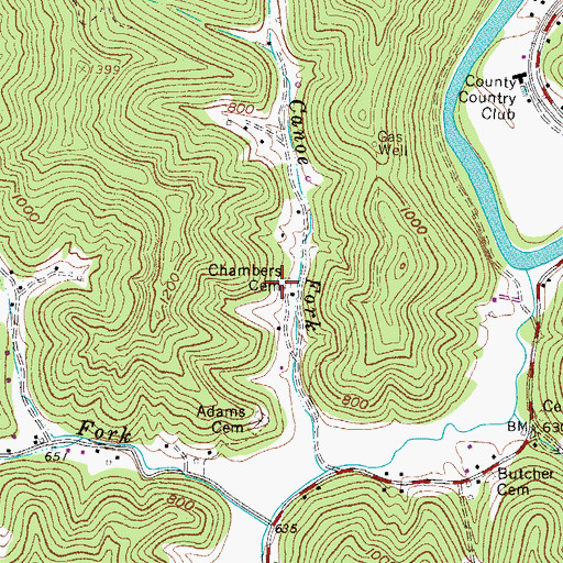 Topographic Map of Chambers Cemetery, WV