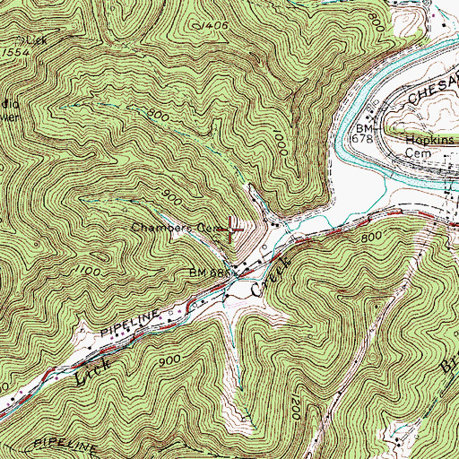 Topographic Map of Chambers Cemetery, WV