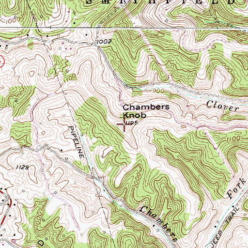 Topographic Map of Chambers Knob, WV