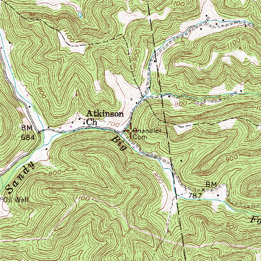 Topographic Map of Chandler Cemetery, WV