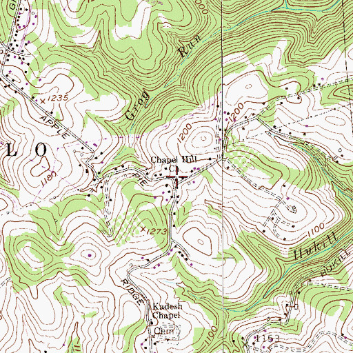 Topographic Map of Chapel Hill Church, WV