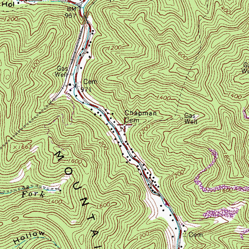 Topographic Map of Chapman Cemetery, WV