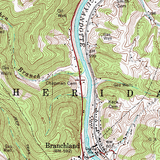 Topographic Map of Chapman Cemetery, WV