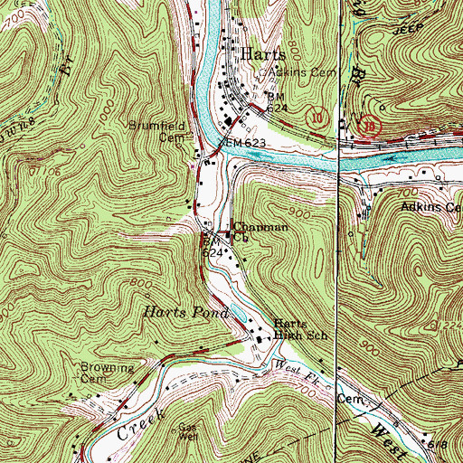 Topographic Map of Chapman Church, WV