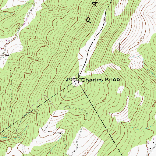 Topographic Map of Charles Knob, WV