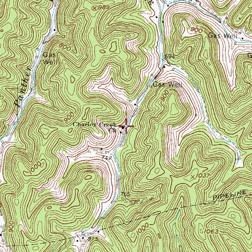 Topographic Map of Charley Creek Church, WV