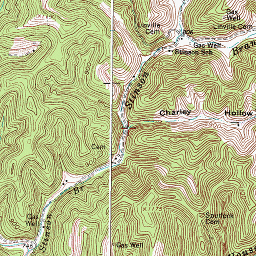 Topographic Map of Charley Hollow, WV