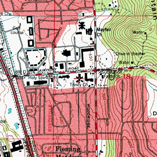 Topographic Map of Trinity Methodist Church, AL