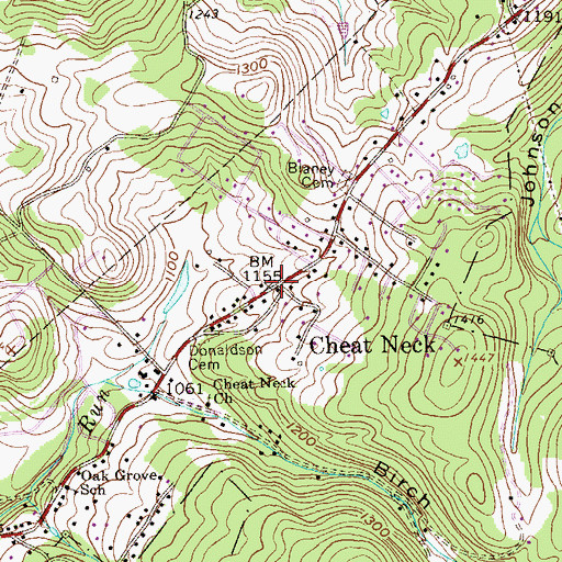 Topographic Map of Cheat Neck, WV