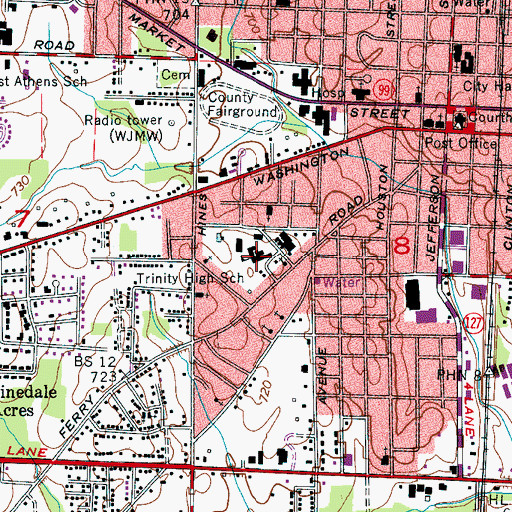 Topographic Map of Trinity High School, AL