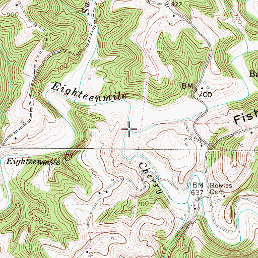 Topographic Map of Cherry Fork, WV