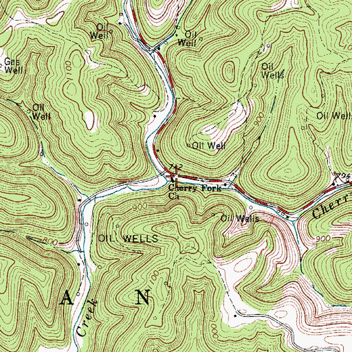 Topographic Map of Cherry Fork Church, WV