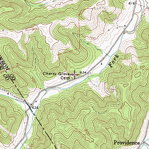 Topographic Map of Cherry Grove Cemetery, WV