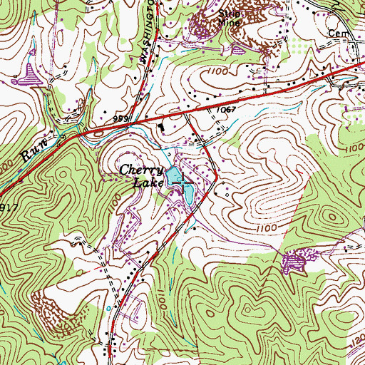Topographic Map of Cherry Lake, WV