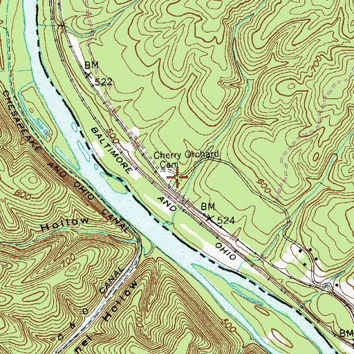 Topographic Map of Cherry Orchard Cemetery, WV