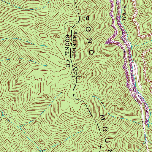 Topographic Map of Cherry Pond Mountain, WV