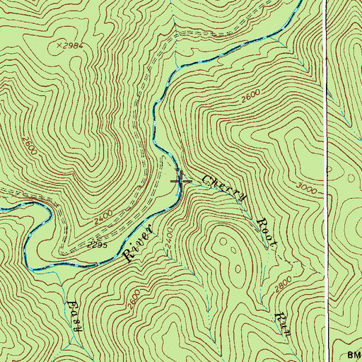 Topographic Map of Cherry Root Run, WV